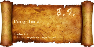 Berg Imre névjegykártya